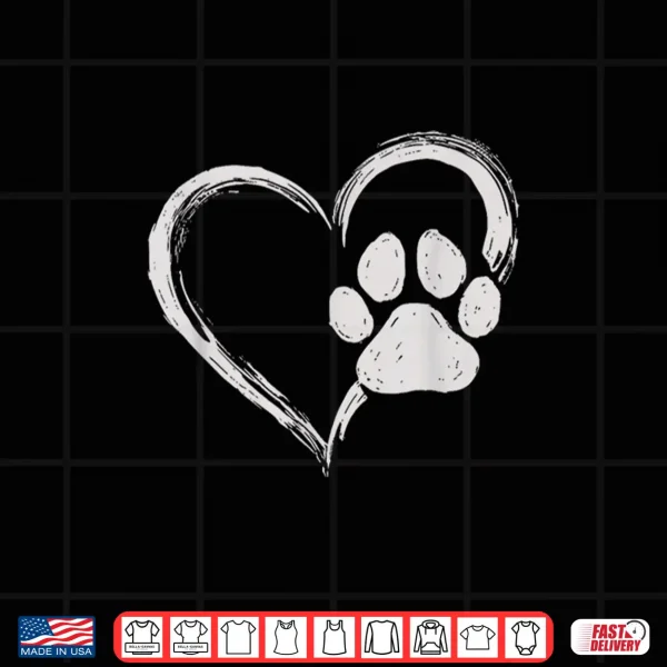 Design Cute Heart Paw Print Dog Mom Dog Dad Cute Dog Lover Shirt