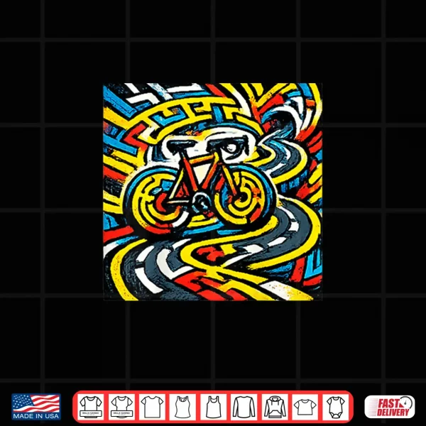 Design Cycling Psychedelic Maze Road Bike Art Shirt