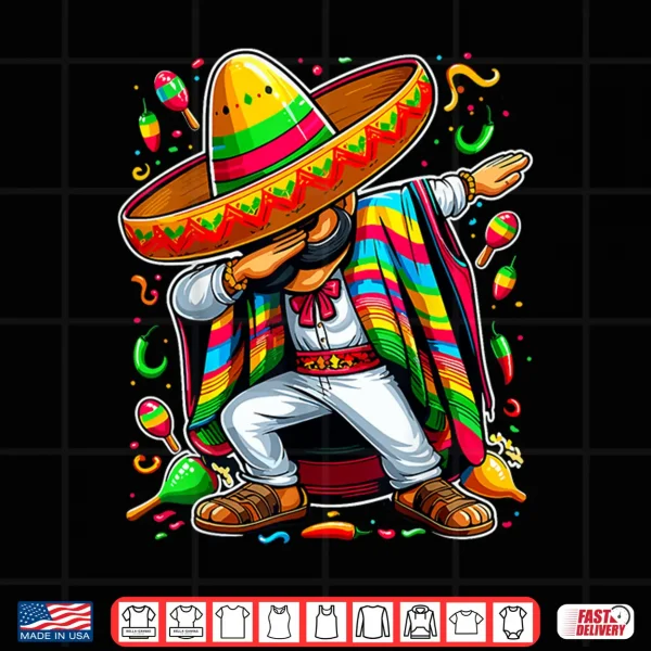 Design Dabbing Mexican Poncho Cinco De Mayo Shirt