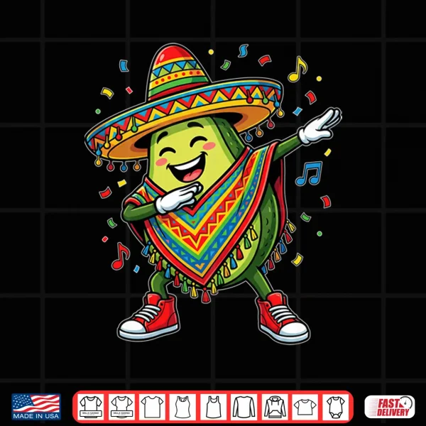 Design Dancing Avocado Fiesta Mexican Party Boys Men Cinco De Mayo Shirt