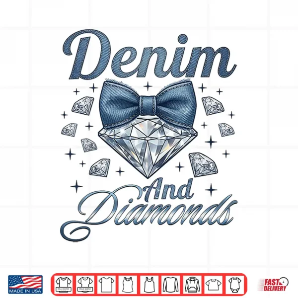 Design Denim and Diamonds Bow Ladies Girls Women Shirt