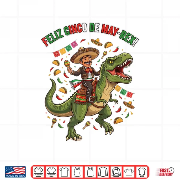 Design Dino Cinco De Mayo Kids Mexican Fiesta Boys Sombrero Shirt