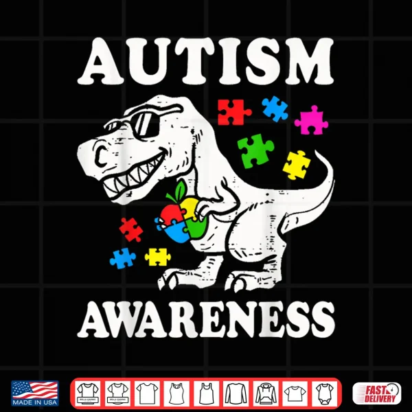 Dino T Rex Dinosaur Puzzle Autism Awareness Modern Graphic Shirt 4 Design Dino T Rex Dinosaur Puzzle Autism Awareness Modern Graphic Shirt