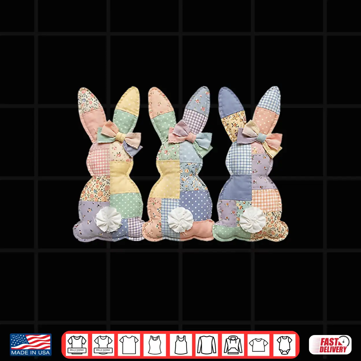 Easter Patchwork Bunny Cute Bunny Rabbit Coquette Lace Bow Shirt Easter Patchwork Bunny Cute Bunny Rabbit Coquette Lace Bow Shirt