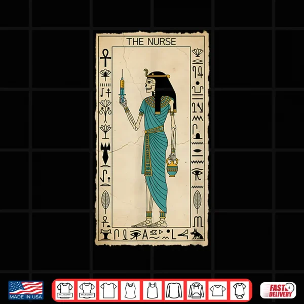 Design Egyptian Skeleton Nurse Tarot Card Medical Goth Shirt