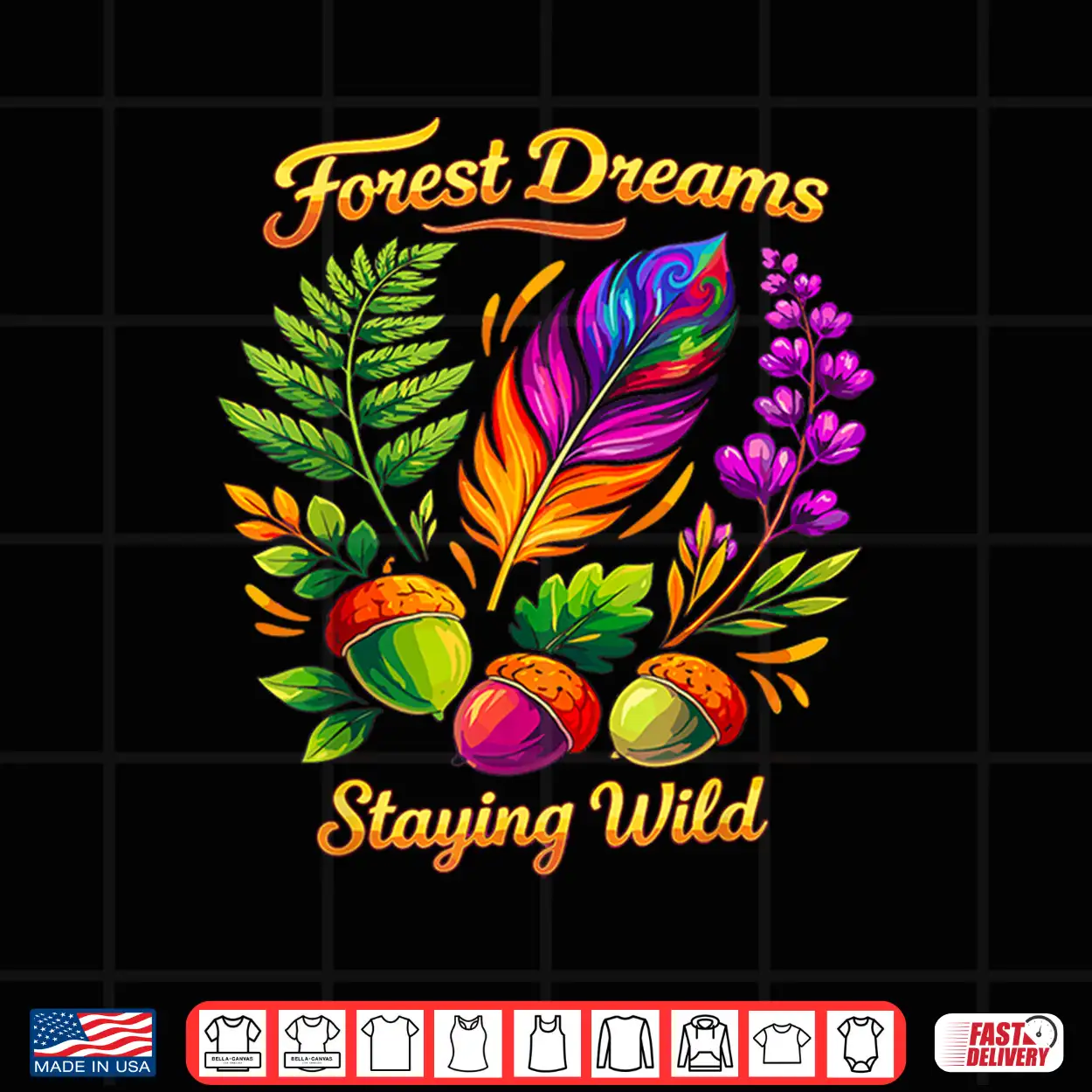 Forest Dreams Striking Bohemian Feather Flowers Scene Design Shirt Forest Dreams Striking Bohemian Feather Flowers Scene Design Shirt