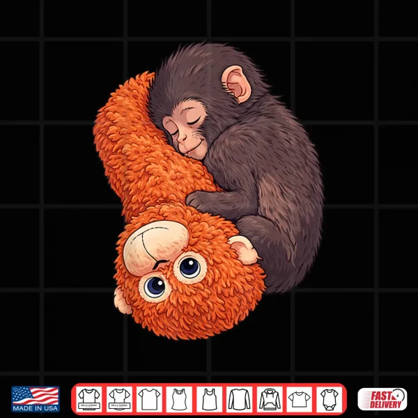 Design Funny Baby Monkey Punch Cute Animal Men Women Kids Shirt