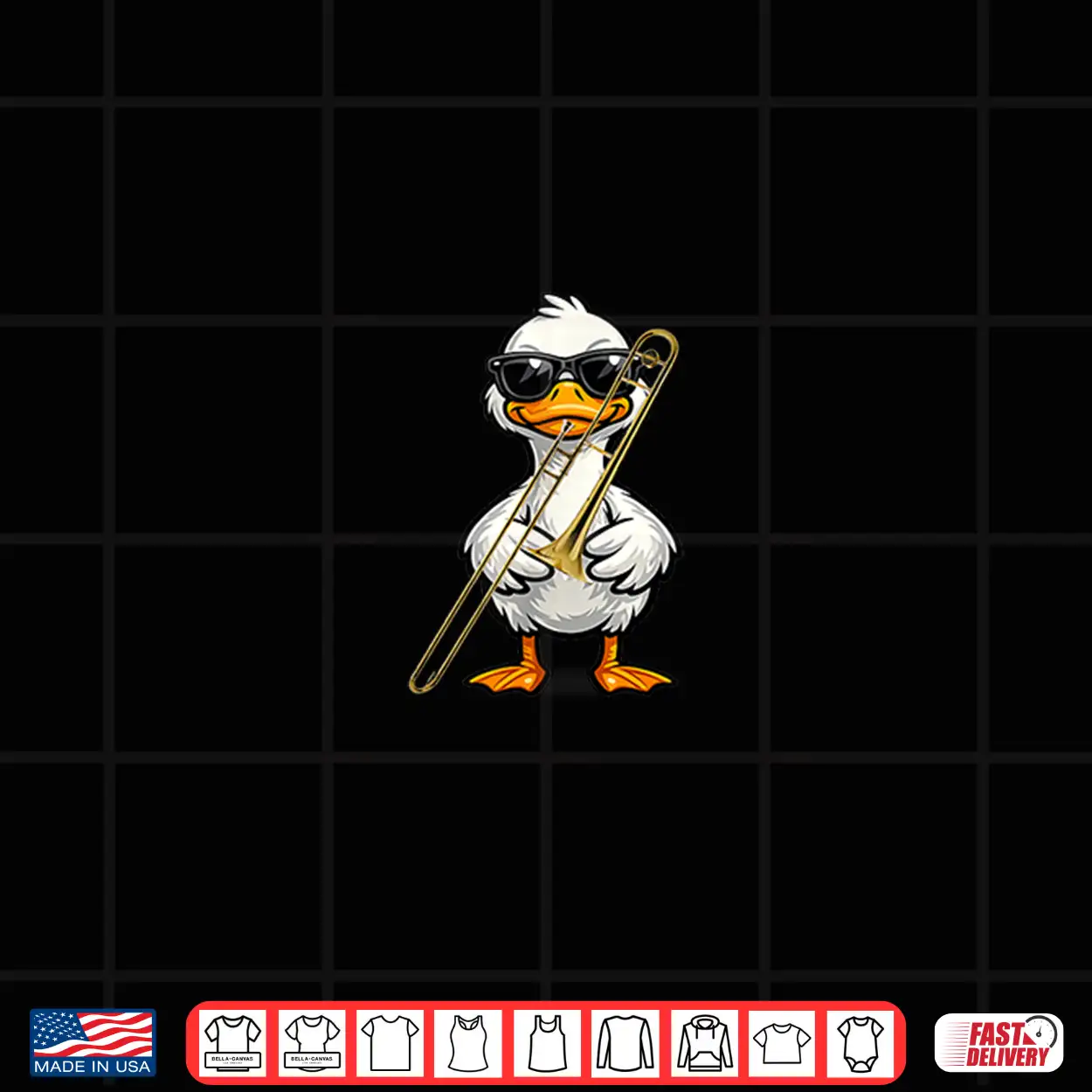 Funny Duck Wearing Sunglasses Playing Trombone Shirt Funny Duck Wearing Sunglasses Playing Trombone Shirt
