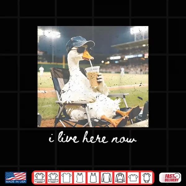 Design Funny Goose Meme Ballfield Baseball Field I Live Here Shirt
