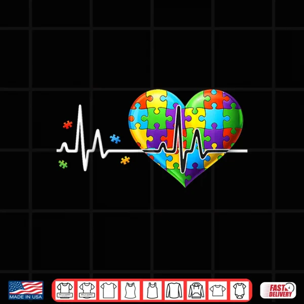 Funny Heart Beat Puzzle Autistic Autism Awareness Modern Shirt 4 Design Funny Heart Beat Puzzle Autistic Autism Awareness Modern Shirt