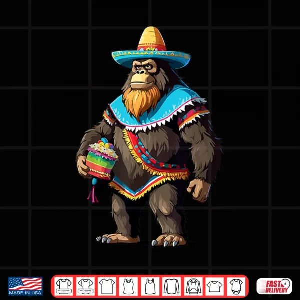 Design Funny Mexican Bigfoot Lover Cinco de Mayo Viva Mexico Fiesta Shirt