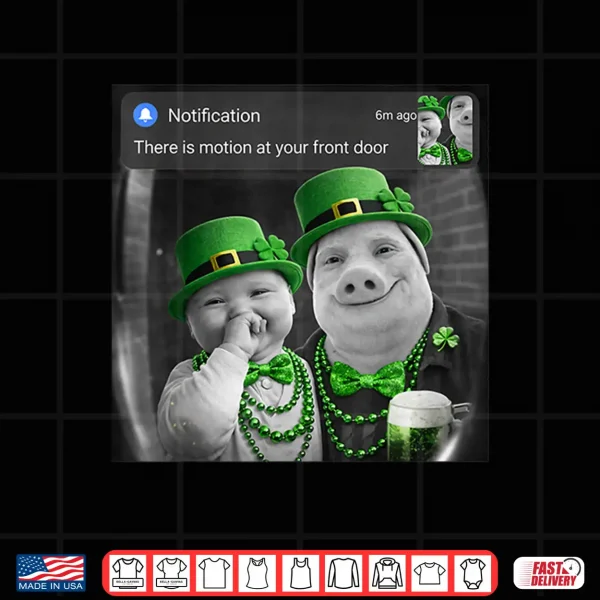 Design Funny St Patricks Day John Pork and Ai Baby with Motion Meme Shirt