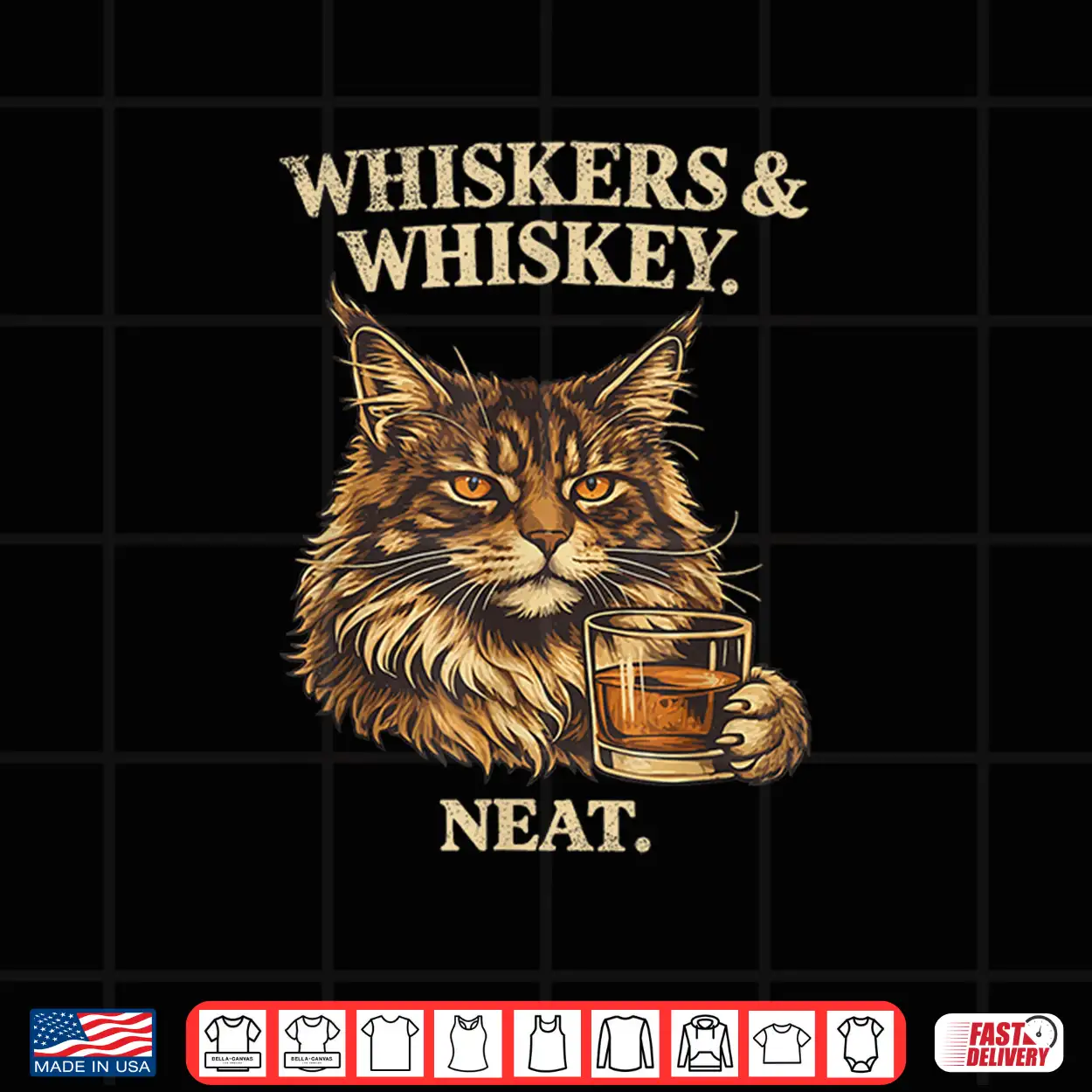 Funny Whiskers And Whiskey Neat Cat Lover Bourbon Drinker Shirt Funny Whiskers And Whiskey Neat Cat Lover Bourbon Drinker Shirt