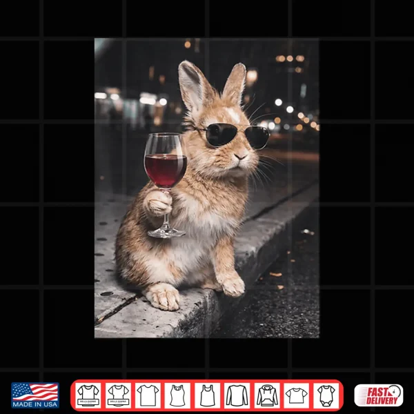 Design Funny Wine Glasses Bunny Eggs Happy Easter Day Drink Team Shirt