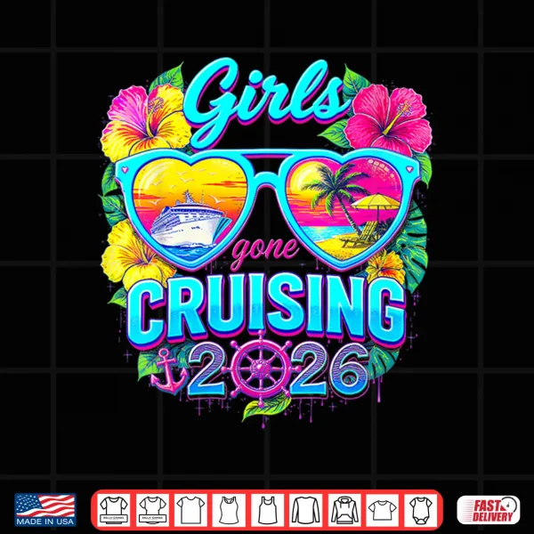 Design Girls Gone Cruising 2026 Retro Heart Sunglasses Cruise Shirt