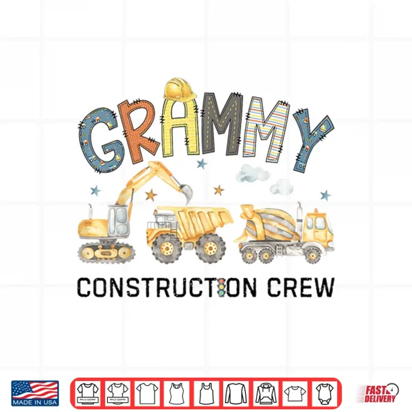 Design Grammy Construction Crew Excavator Birthday Boy Party Shirt