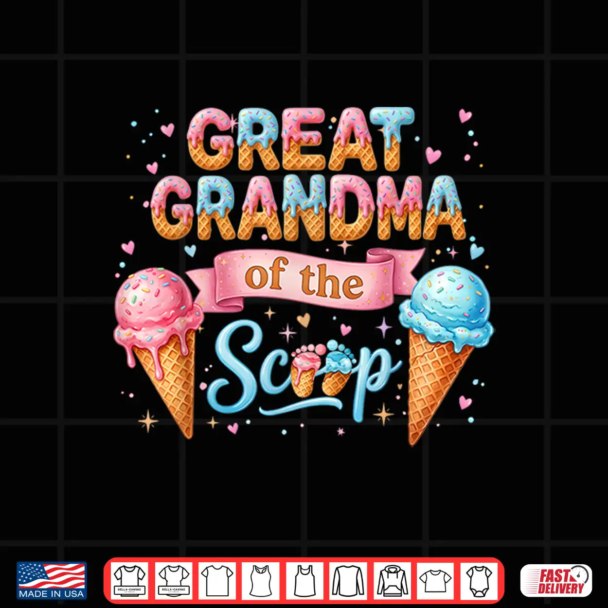 Great Grandma Of The Scoop Ice Cream Gender Reveal Shirt Great Grandma Of The Scoop Ice Cream Gender Reveal Shirt