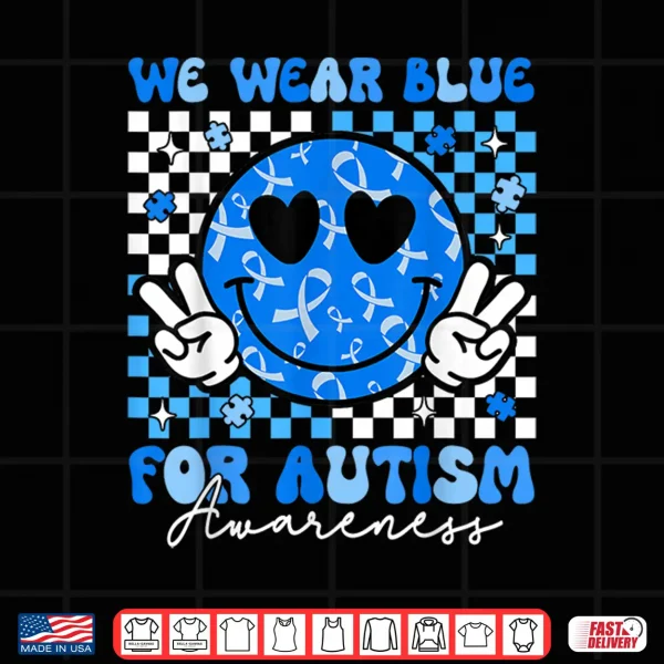 Design Groovy Hippie Smile Autism Awareness Modern Graphic Apparel Shirt