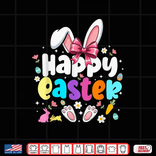 Design Happy Easter Coquette Bow Bunny Rabbit Easter Day Shirt