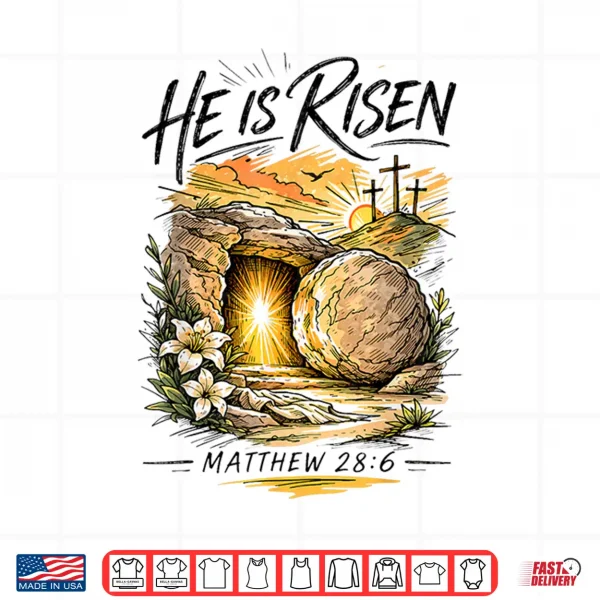 Design He is Risen Jesus Cross Religious Easter Christian Men Women Shirt