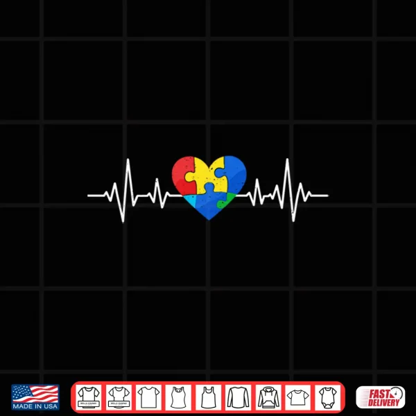 Design Heartbeat Pulse Autism Puzzle Heartbeat Autism Awareness Shirt