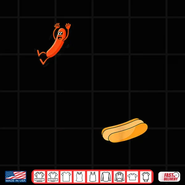 Design Hot Dog Jumping Into Bun Sausage BBQ Shirt