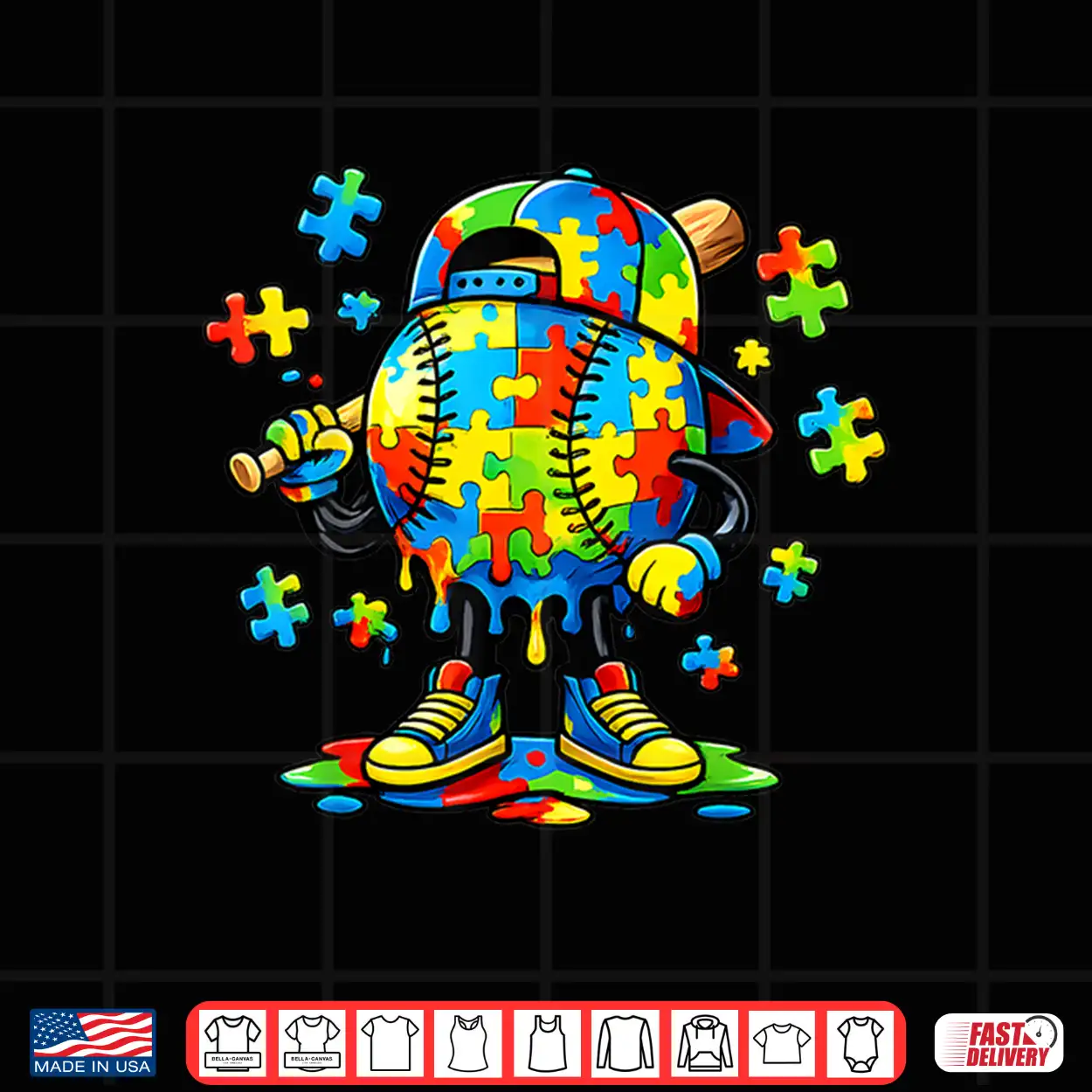 Ice Cream Drip Autism Awareness Baseball Kids Modern Shirt Ice Cream Drip Autism Awareness Baseball Kids Modern Shirt