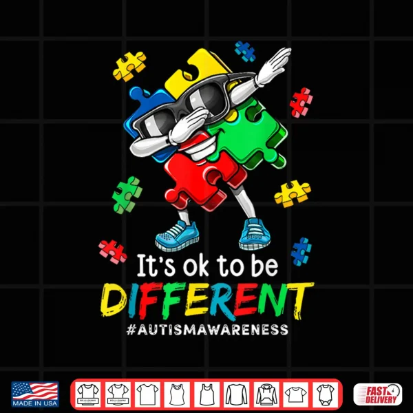 Design Its OK To Be Different Dabbing Puzzle Autism Awareness Shirt