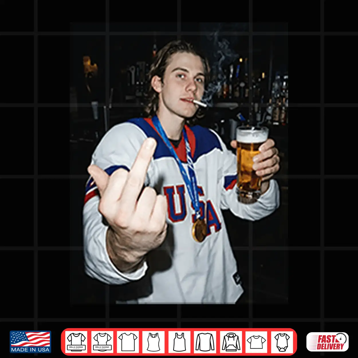 Jack Hughes Middle Finger Shirt Jack Hughes Middle Finger Shirt
