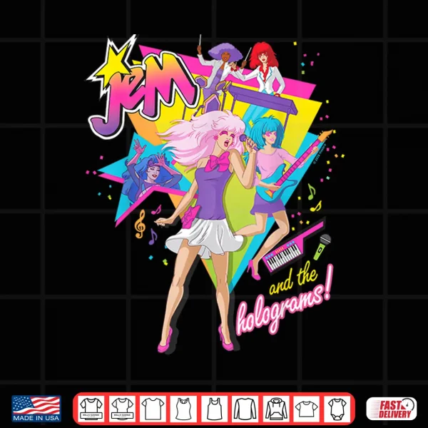 Jem And The Holograms Full Band Rocking Out 80'S Rock Retro Shirt 4 Design Jem and The Holograms Full Band Rocking Out 80s Rock Retro Shirt