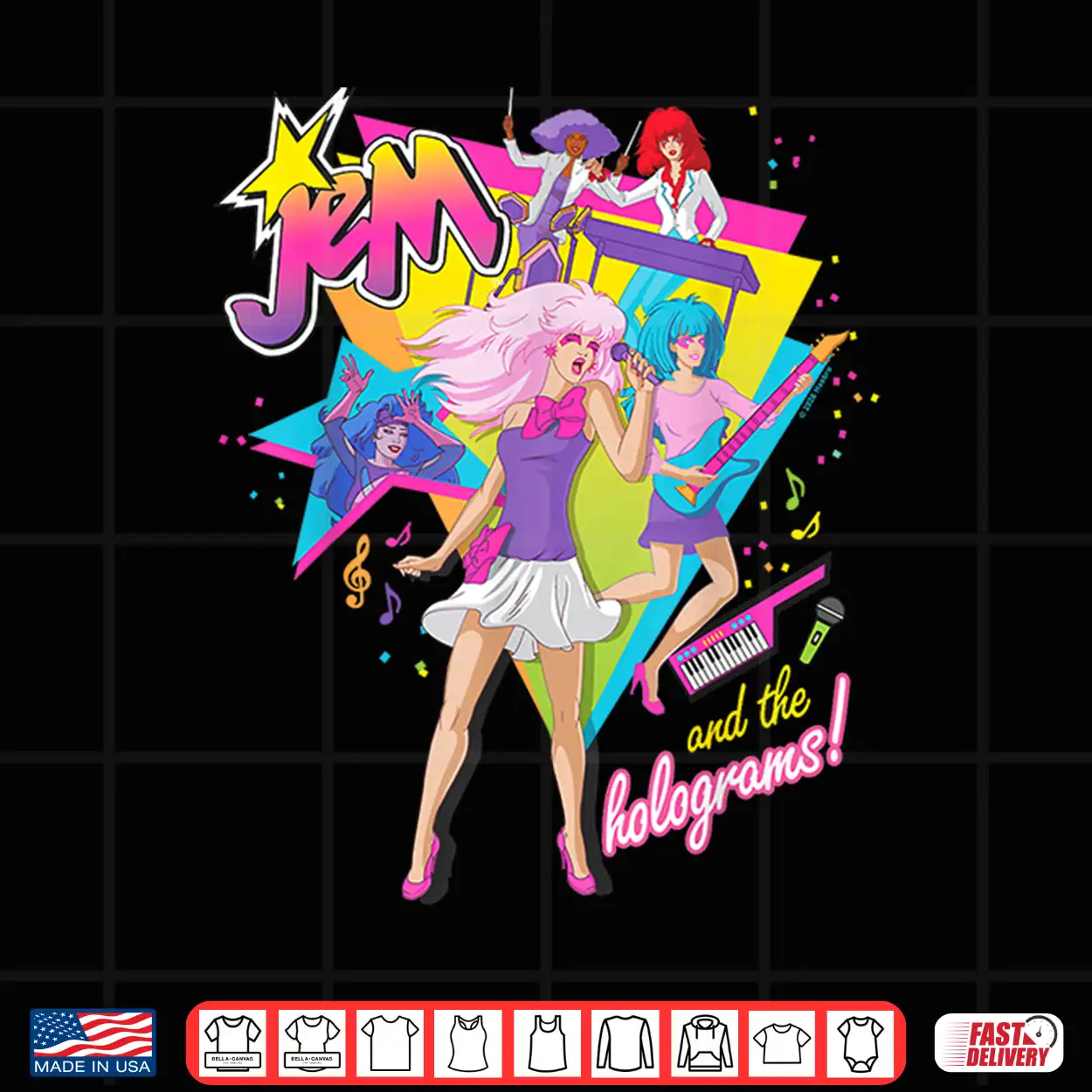 Jem And The Holograms Full Band Rocking Out 80’S Rock Retro Shirt Jem And The Holograms Full Band Rocking Out 80’S Rock Retro Shirt