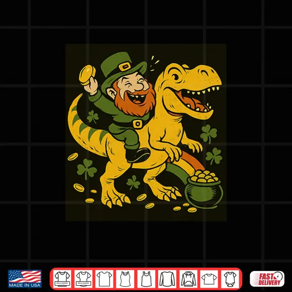 Leprechaun Rides T Rex Happy St. Patrick'S Day Premium Tri Blend Shirt 4 Design Leprechaun Rides T Rex Happy St. Patricks Day Premium Tri Blend Shirt