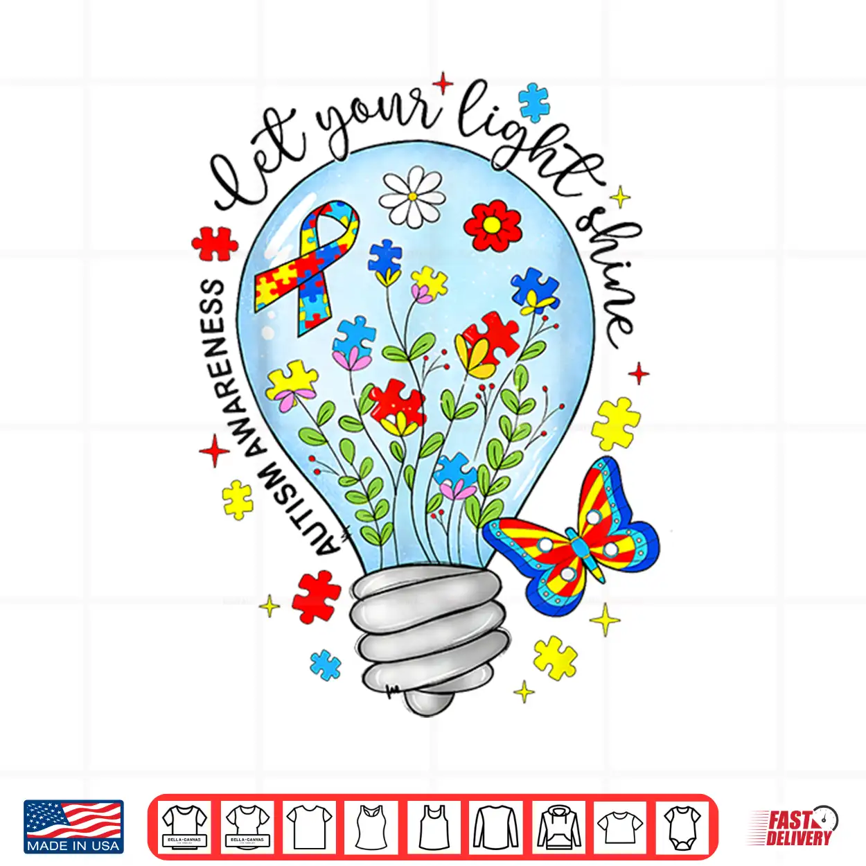 Let Your Light Shine Autistic Blue Autism Awareness Shirt Let Your Light Shine Autistic Blue Autism Awareness Shirt