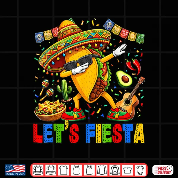 Design Lets Fiesta Tacos Dabbing Cinco De Mayo Mexican Dab Boy Kid Shirt