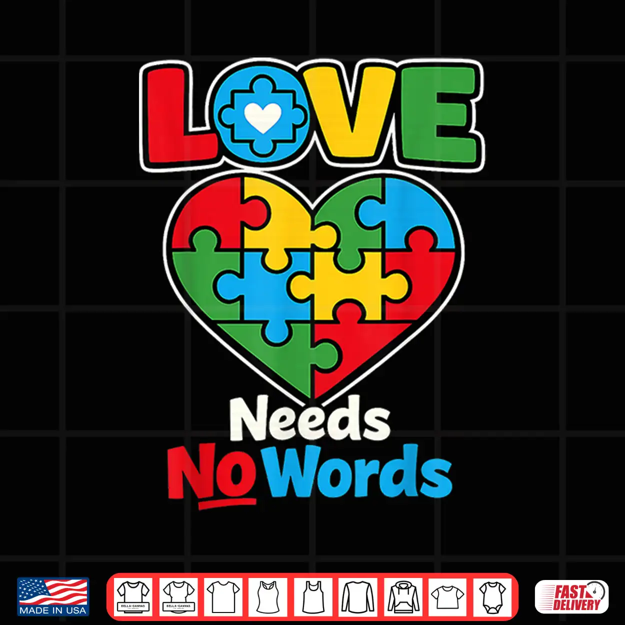 Love Puzzle Needs Words Autism Professional Minimalist Graphic Shirt Love Puzzle Needs Words Autism Professional Minimalist Graphic Shirt