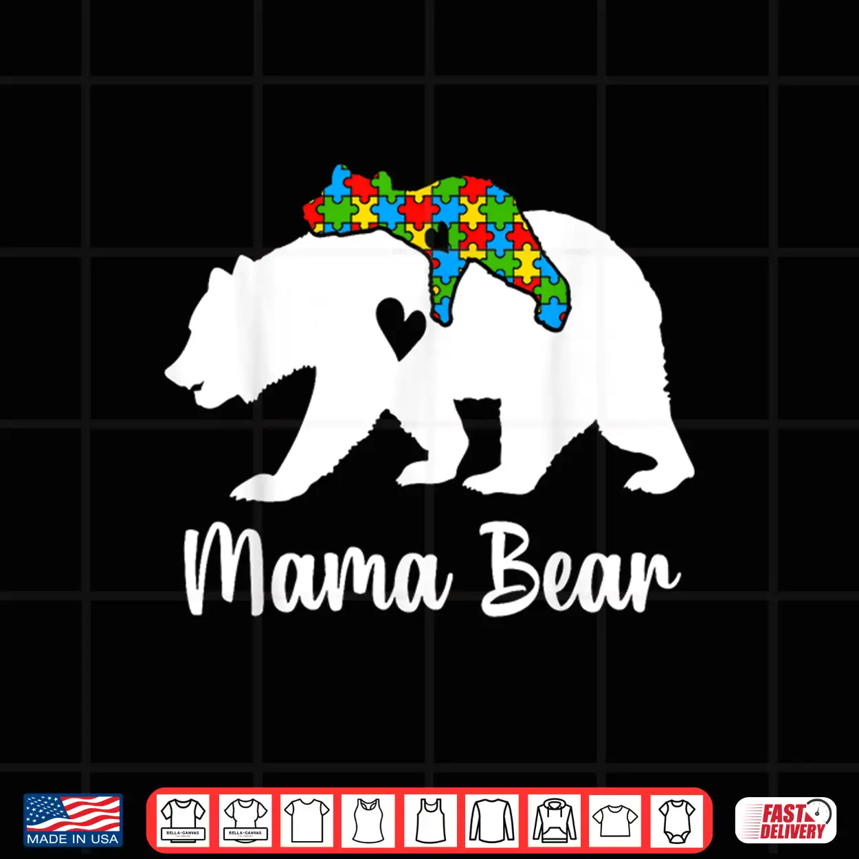 Mama Bear Love Support Autism Awareness Bear Family Shirt Mama Bear Love Support Autism Awareness Bear Family Shirt