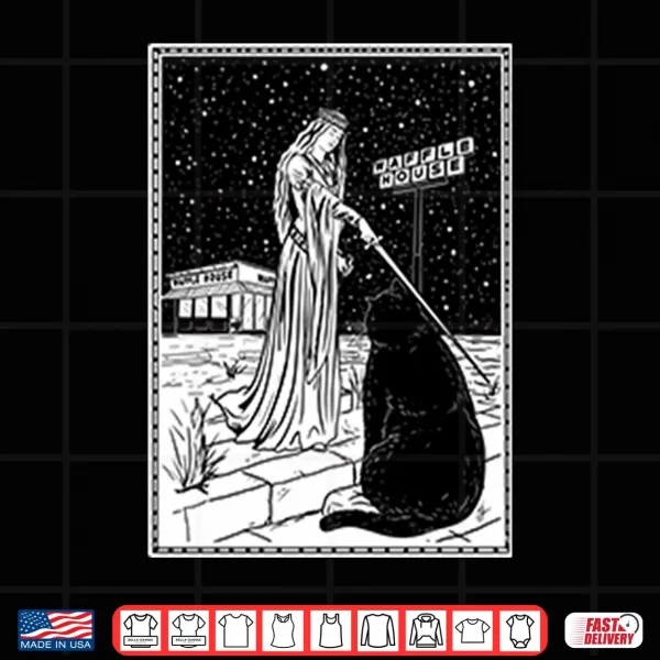 Design Medieval Cat Waffle House Tarot Style Shirt