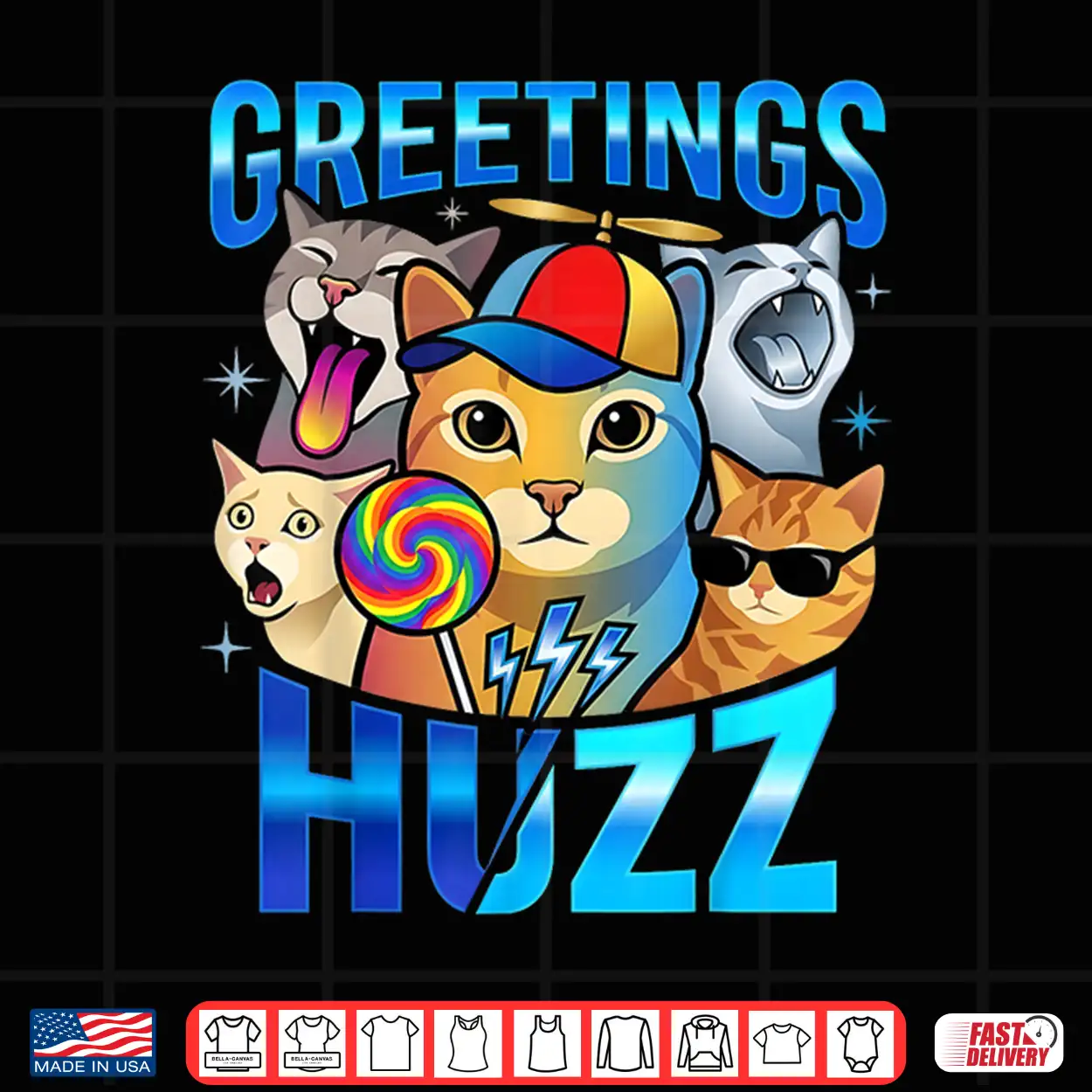 Meme Greetings Huzz Funny Lollipop Cat Boys Girls Kids Shirt Meme Greetings Huzz Funny Lollipop Cat Boys Girls Kids Shirt