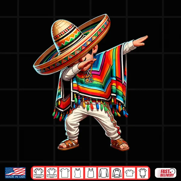 Design Mexican Boy Dabbing Poncho Cinco de Mayo Shirt