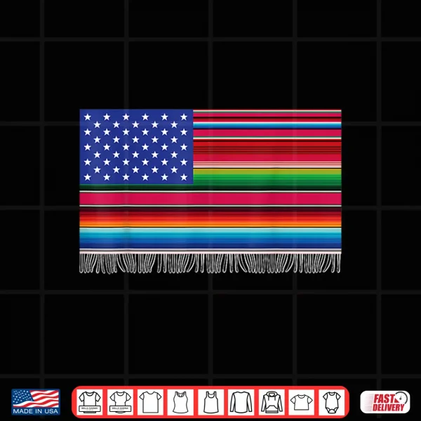 Design Mexican american USA Flag Serape Cinco De Mayo For Women Men Shirt