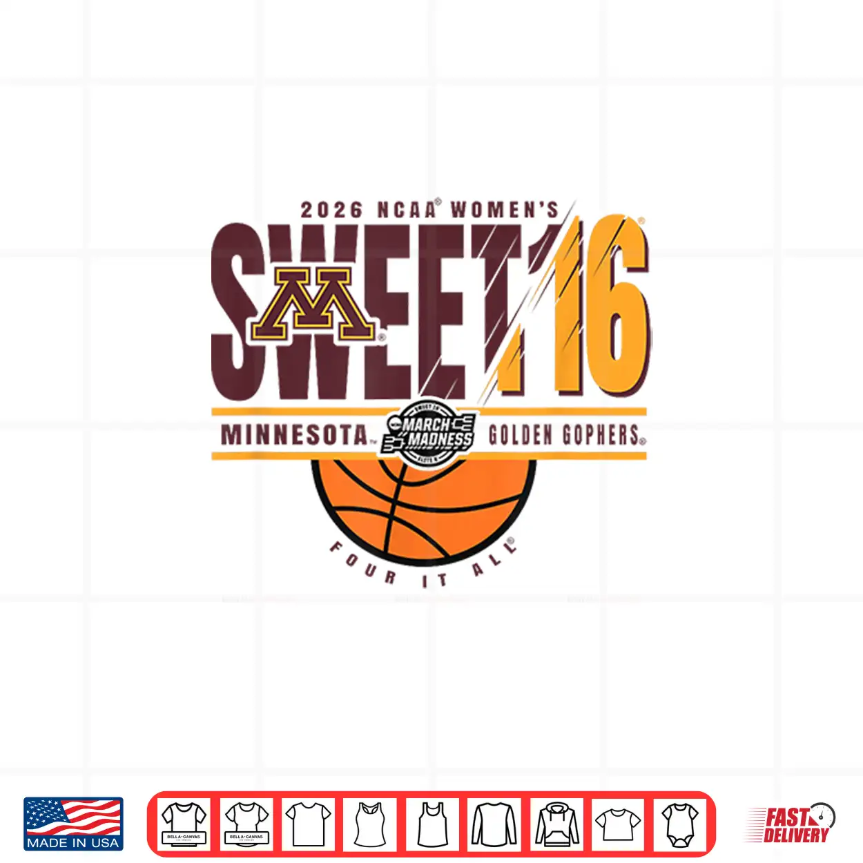 Minnesota Golden Gophers Sweet 16 2026 Women’S Basketball Shirt Minnesota Golden Gophers Sweet 16 2026 Women’S Basketball Shirt