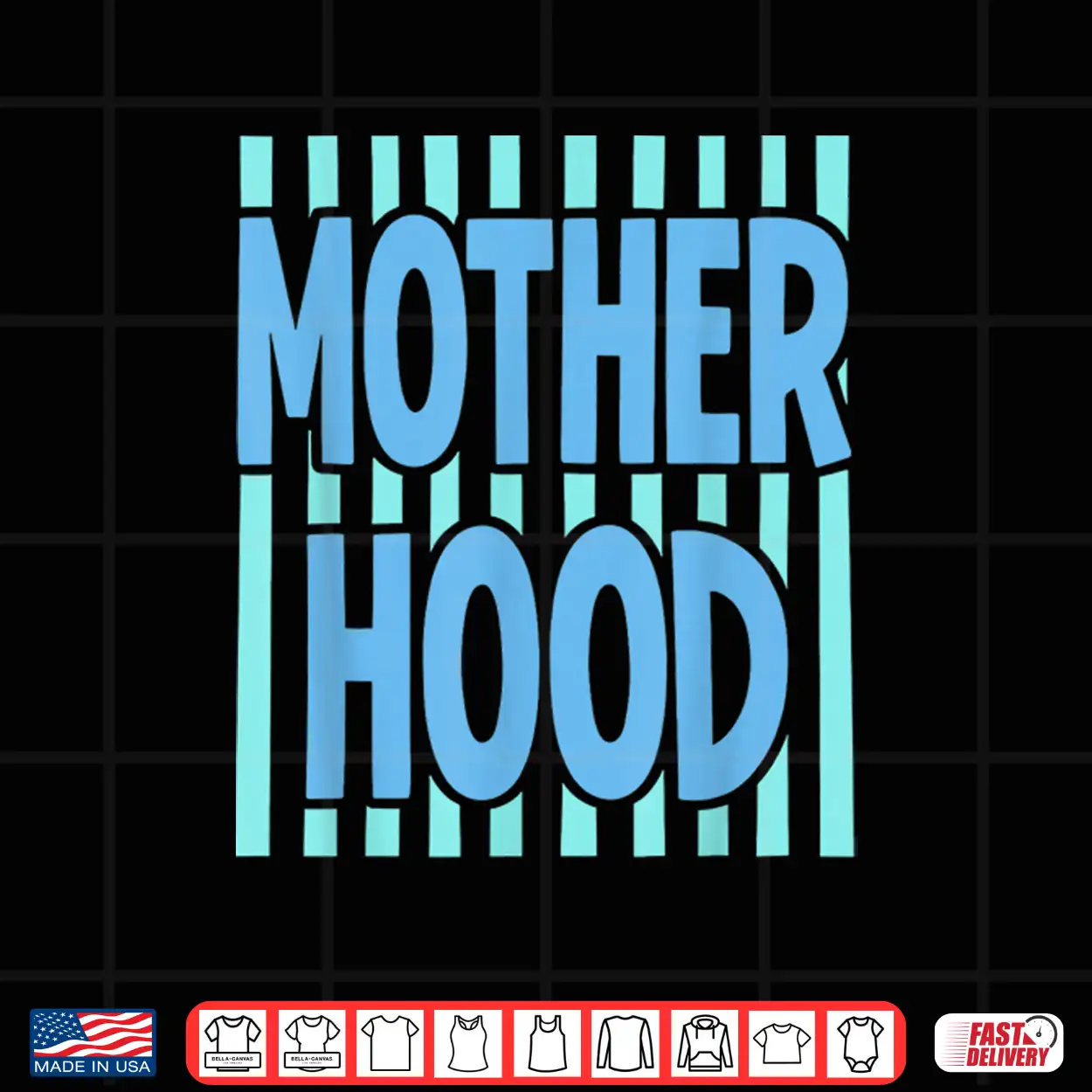 Motherhood Retro Blue Stripe Typography Design Shirt Motherhood Retro Blue Stripe Typography Design Shirt