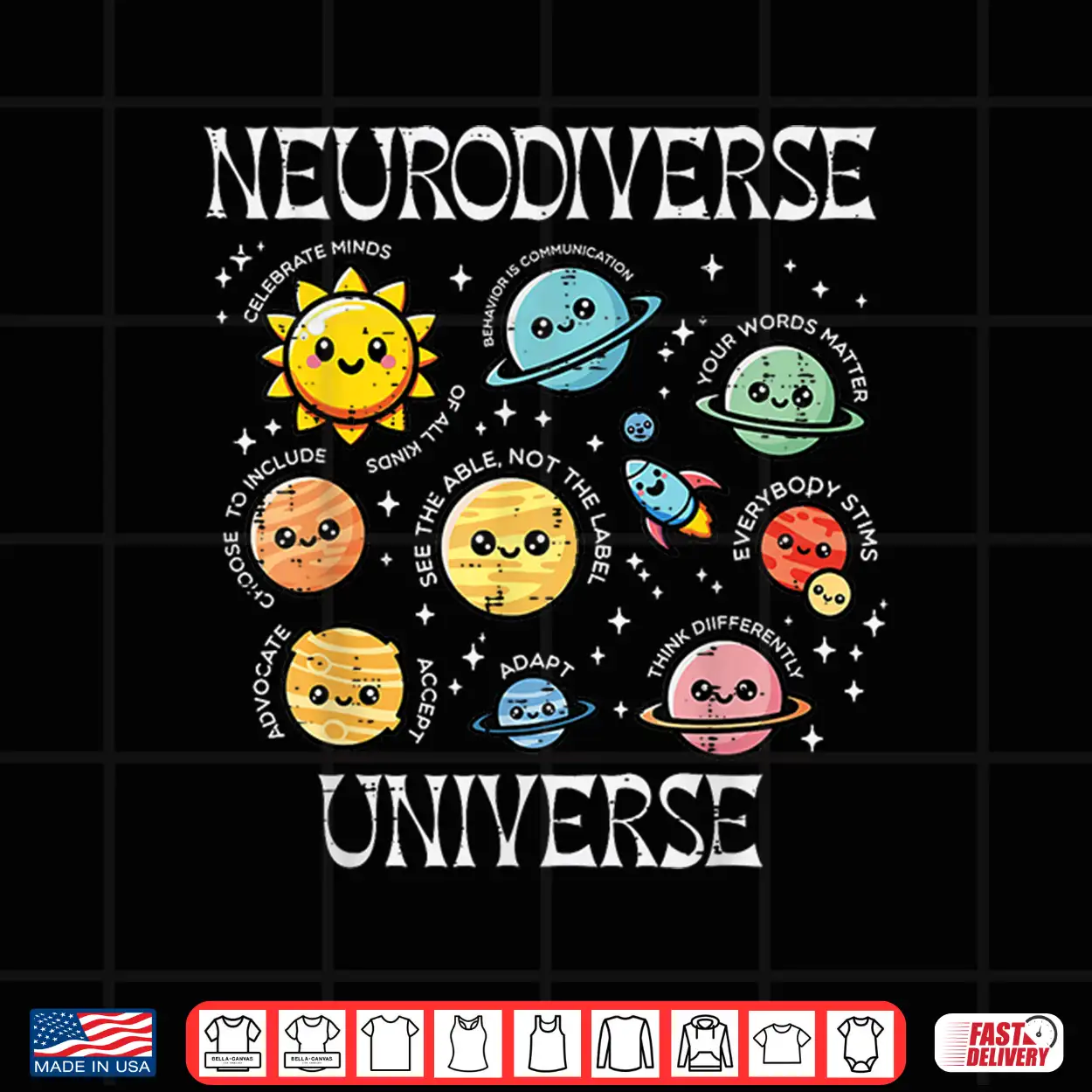 Neurodiverse Universe Autism Asd Awareness Space Graphic Shirt Neurodiverse Universe Autism Asd Awareness Space Graphic Shirt