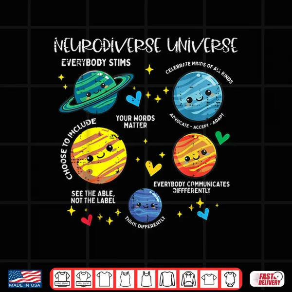 Design Neurodiverse Universe Autism Planet Awareness Modern Graphic Shirt