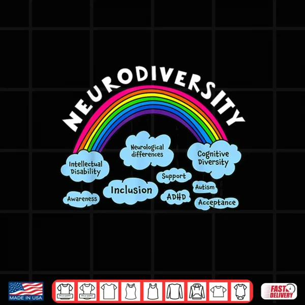 Design Neurodiversity Rainbow Autism Awareness Month Professional Shirt