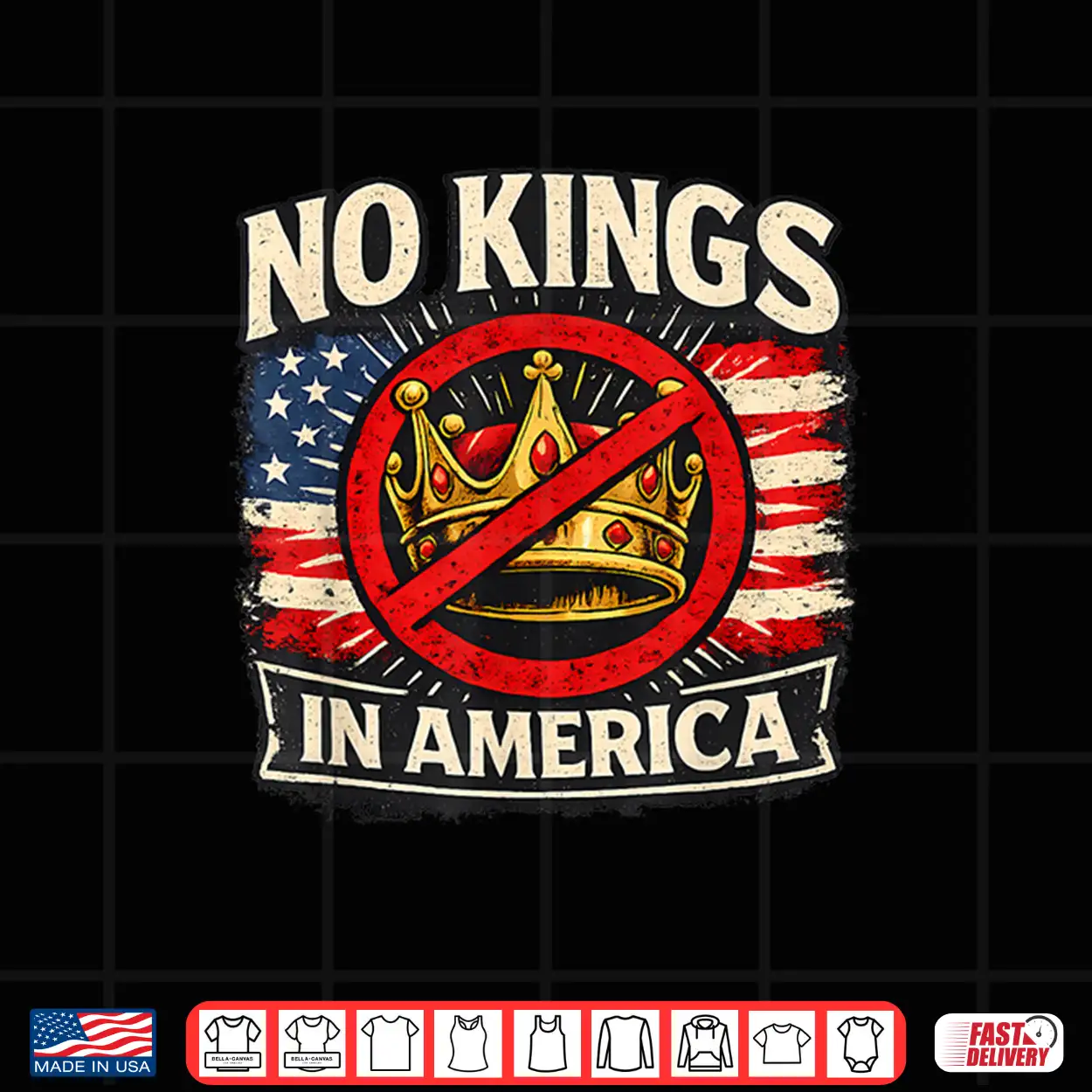 No Kings In America Patriotic Pride Graphic Tee Shirt No Kings In America Patriotic Pride Graphic Tee Shirt