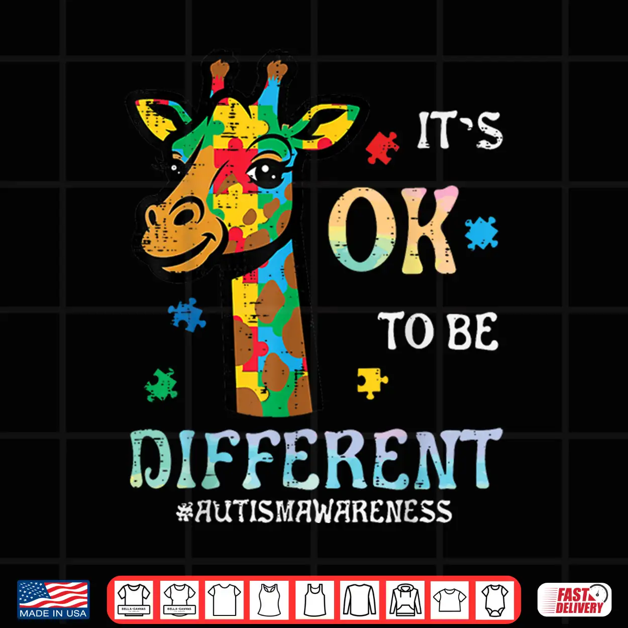 Ok To Be Different Autism Awareness Giraffe Animal Graphic Shirt Ok To Be Different Autism Awareness Giraffe Animal Graphic Shirt