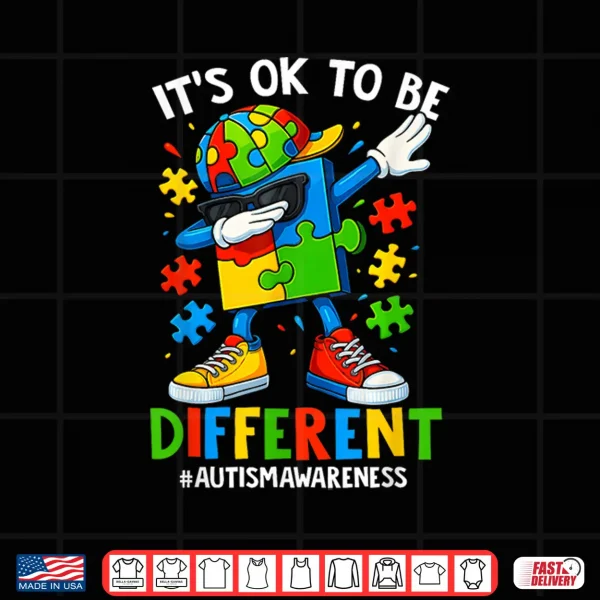 Design Ok To Be Different Dabbing Puzzle Autism Awareness Modern Shirt
