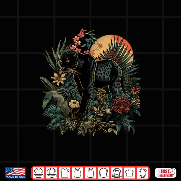 Design Panther Jungle Nature Artwork Moon Tropical Animal Art Shirt