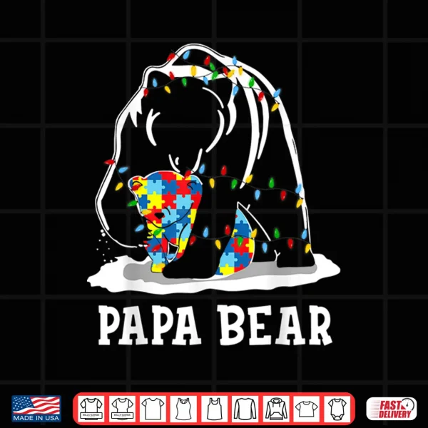Design Papa Bear Autism Awareness Professional Matching Family Dad Shirt